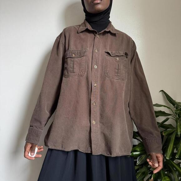 Vintage unisex oversized button-up long-sleeves minimalist shirt size XL - Picture 2 of 4